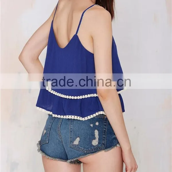 Hot Girl Fashion Double Layer Spaghetti Strap Short Cami Tops One Piece Camisole SYA15387 photo-3