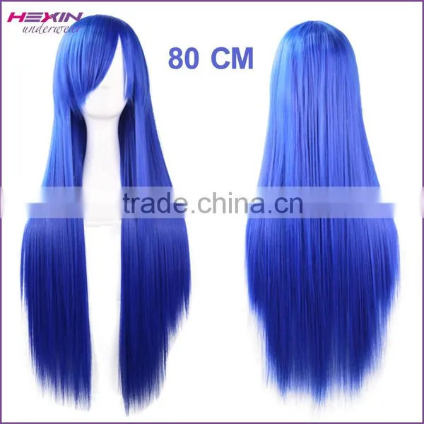 80cm Long Black Straight Beauty Cosplay Hair Wig photo-6
