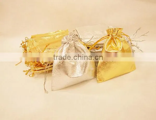 High Quality Custom Size Gold and Silver Drawstring Gift Bag for Christmas, Wedding, Jewelry photo-2