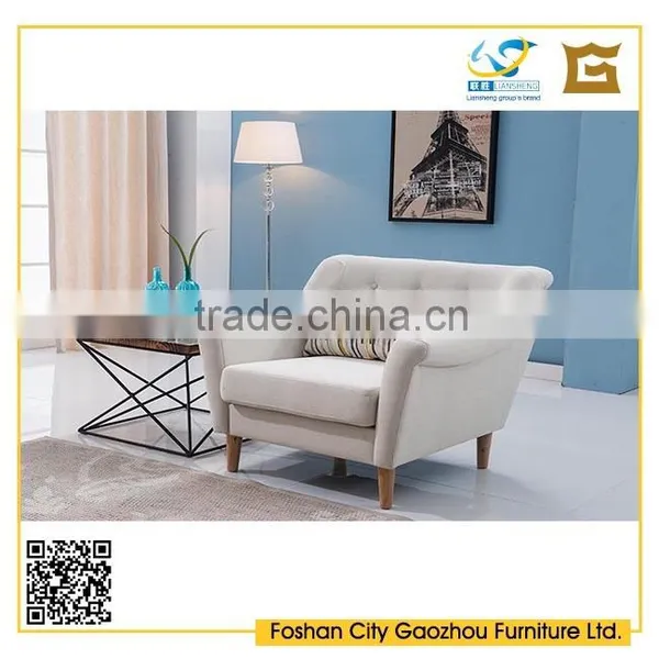 Modern Nordic Style Wooden Legs Sofa Furniture Button Tufted Fabric Upholstered Sofa Set photo-2