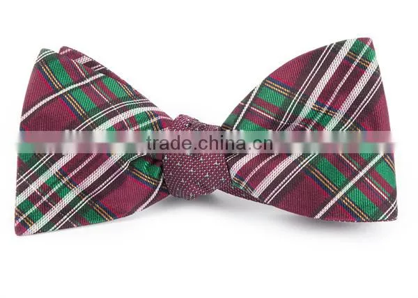 2016 Latest Fashion Custom Made Plaid Self-tie Woven Silk Mens Bow Tie photo-5
