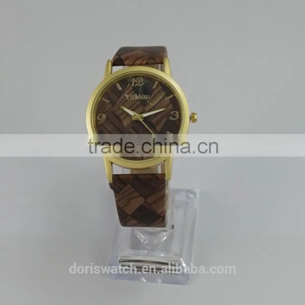 Cheap Top Sell Leather WOODEN Print Fashion Unisex Wrist Watches photo-2