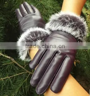 Korea Style Full Finger PU Material Winter Keep Warm and Velvet Cycle Gloves for Woman photo-3