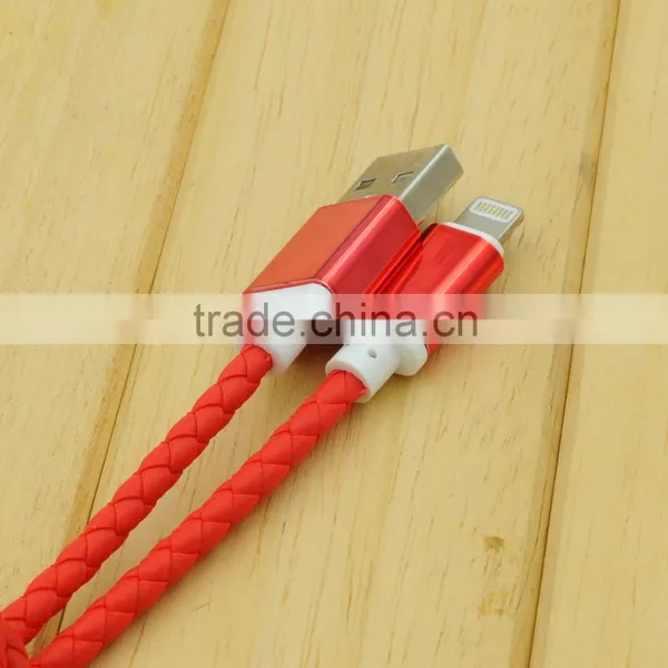 Wholesale Pngxe New Design Multi-color Leather Braided Usb Cable for IPhone photo-2