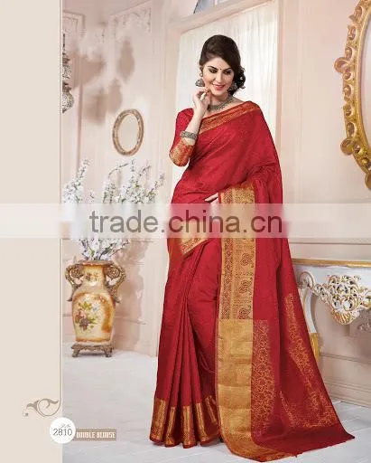 GREEN AND MAGENTA NET SILK SAREE photo-6