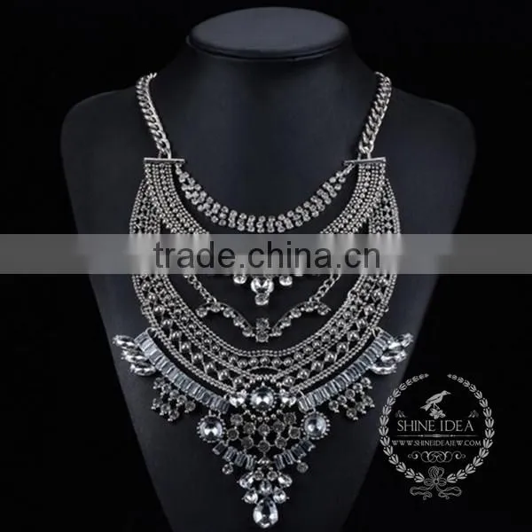High Quality Vintage Rhinestone Chunky Statement Necklace Tin Alloy Fashion Women Pendant Necklace 6390065 photo-2