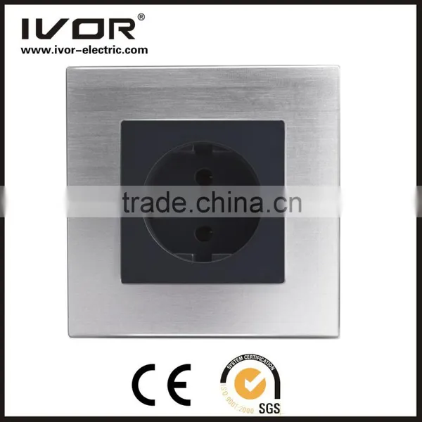 2016 New Design IVOR Aluminum Silver Material Europe Style Illuminated 2 Gang Computer Wall Switch photo-3