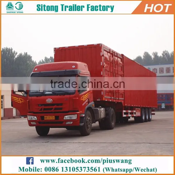 Factory Direct 3 Axles Wing Open Van Semi Trailers Wing Body Enclosed Cargo Trailer photo-4