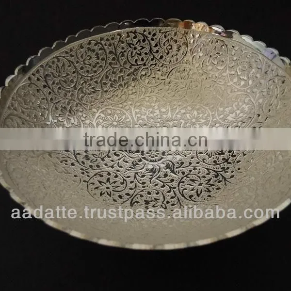 Low Price Gift Item Brass Bowl Beautiful Decorative New Design Silver Plated Bowl photo-2