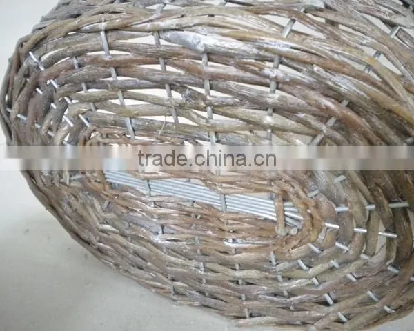 Grey Color Woven Wicker Rattan Basket for Flowers photo-5