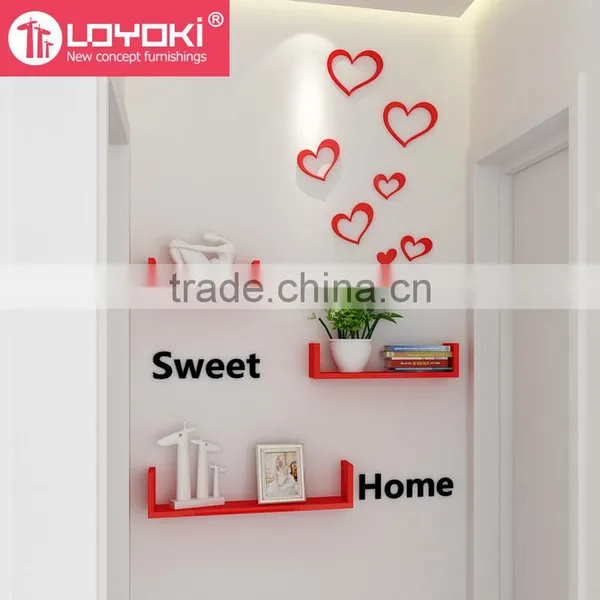 Cute Love Shape Wood Sticker Home Accessories Room Decor 3d Wall Stickers for Kids Wall Murals Home Decor Wholesale photo-3