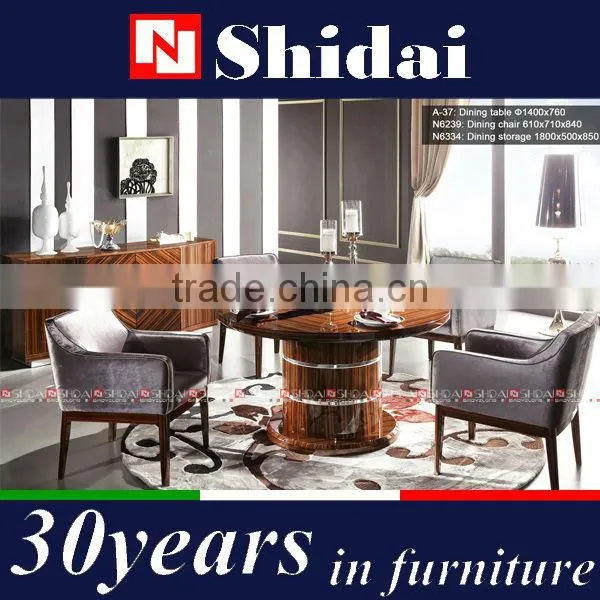 Wooden Dining Table Set, High Gloss Dining Table and Chair, Ebony Veneer Dining Room Furniture photo-4