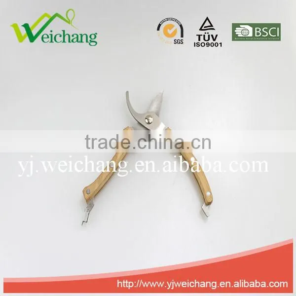 WCJ1205 Garden Scissors Stainless Steel Scissors Beech Wood Handle Bypass Pruning Shears photo-2