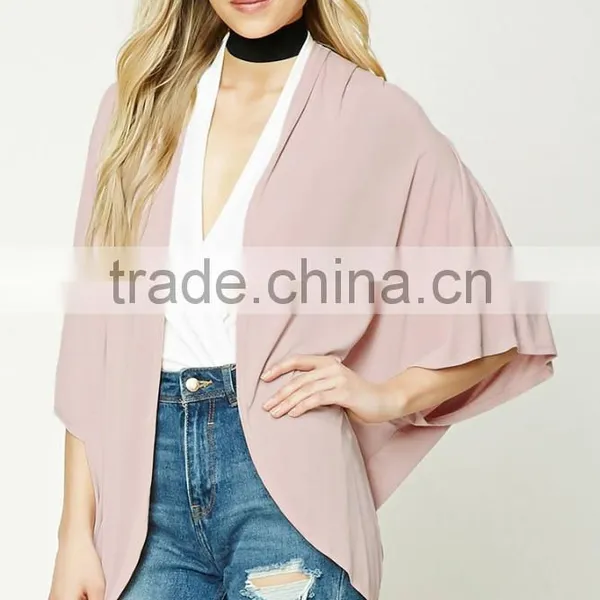 Elegant Ladies Bulk Women Fashion Long Sleeve Plain Dyed Solid Color Pleated Open-Front Cardigan Sweaters photo-2