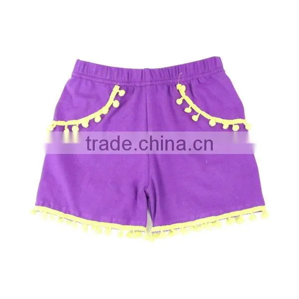 Wholesale Girls Shorts Children Kids Shorts With Pom Ruffle Summer Shorts photo-6