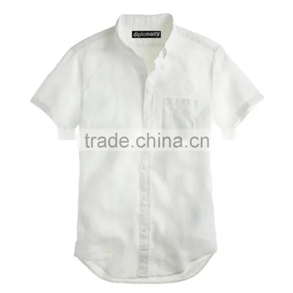 2015 SHORT-SLEEVE IRISH LINEN SHIRT Costume Slim Fit photo-4