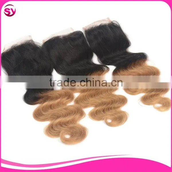 1B/27 Brazilian Ombre Blonde Hair Closure Piece, Free Parting Lace Closure Blonde photo-2