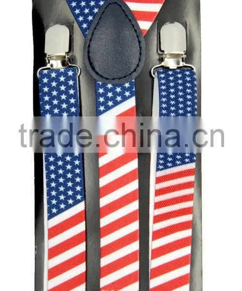 Men Women America USA Flag Braces Bowtie Set Adult Bow Tie & Suspender Set photo-2