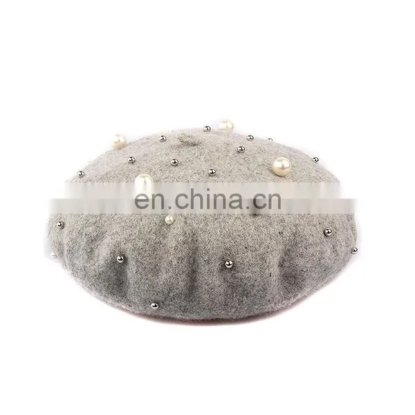 2017 Fashion Woman Spring Pearl Wool Beret Hat photo-6
