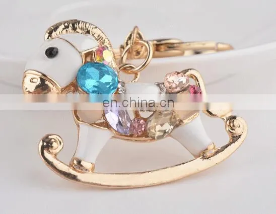 Fashion Metal Bling Rhinestone Horse Key Chain