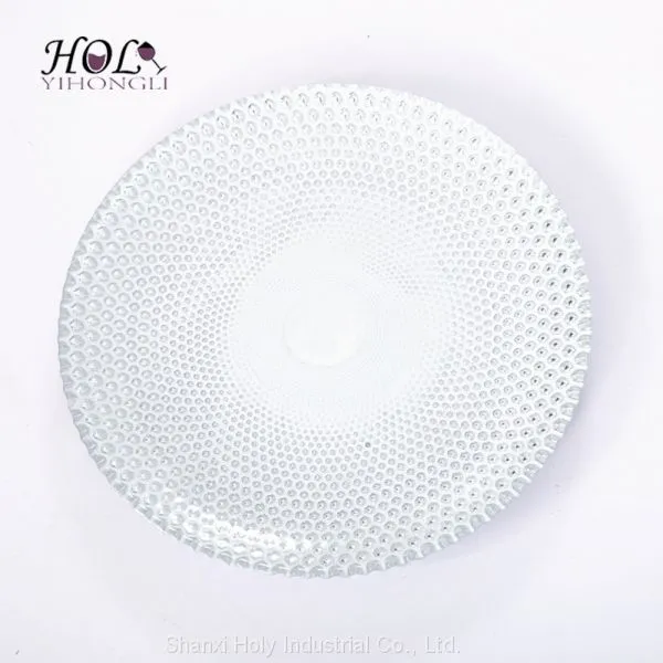 Wholesale Elegant Decorative 13inch Charger Plate Glass Handmade Through Centrifuge