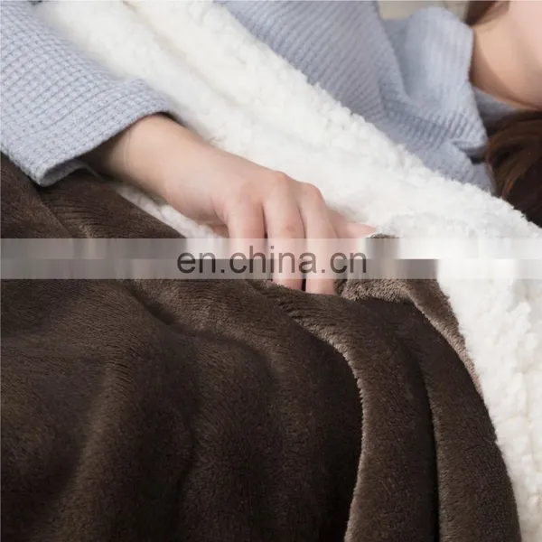 Cheap Brown 100% Superfine Fiber Fleece Sherpa Blanket For Sale photo-6