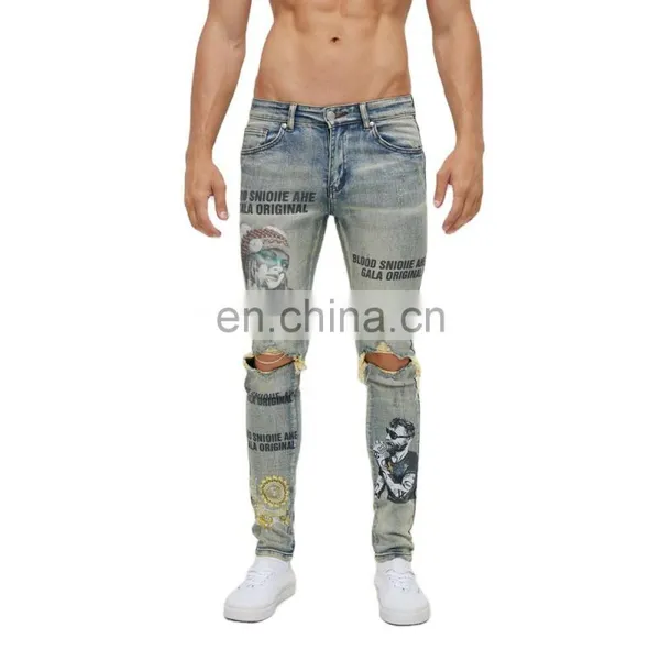 DiZNEW OEM DENIM SKINNY FIT DIGITAL PRINTING DESIGNERS MEN JEANS photo-2