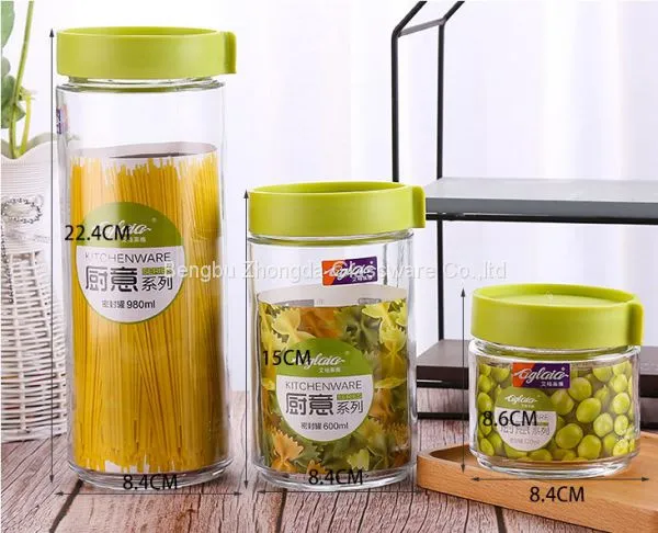 High-capacity Glass Jar Lucid Storage Plastic Lid for Grain Dry Kitchen Glassware photo-4