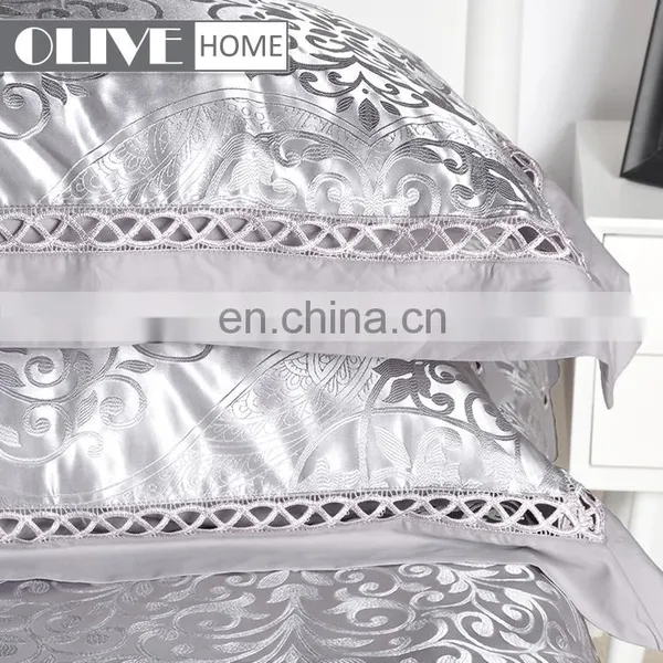 Made In China Home Textile New Luxury Pure Cotton 4 PCS Quilt Set Bed Sheet Cover Sets Jacquard Comforter Lace Bedding Set photo-5
