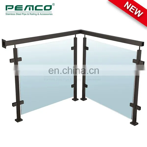 Hot Sale Balcony Post Railing Outdoor Terrace Stainless Steel Black Glass Balustrade Designs photo-4