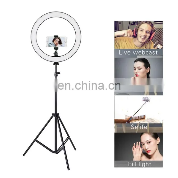 Portable Dimmable Lighting Changeable Beauty Makeup Selfie Video Cell Phone LED 14 Inch Ring Light 2M Tripod Stand photo-2