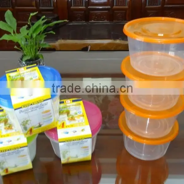 Supermarket Set of 4 Pcs Round Plastic Food Storage Container / Food Storage Box 1000ml photo-3