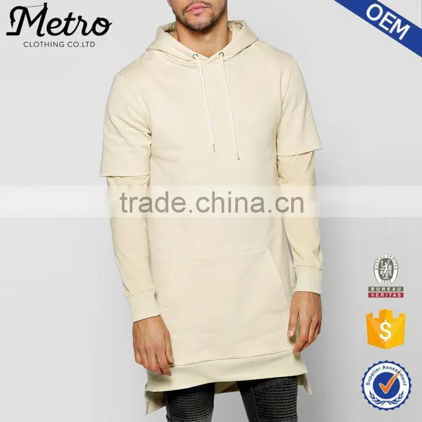 Classic Custom Mens Faux Layer Side Zip Hoodies
