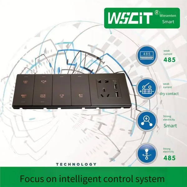 hotel bedside table control switch panel, combined switch socket for guest rooms, engraved, customizable with modbus/485