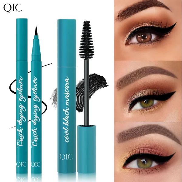 QIC 2-in-1 Eyeliner & Mascara Set – Waterproof, Smudge-proof; Lengthening, Volumizing, and Curling Makeup photo-2