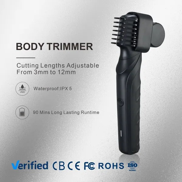 USB Rechargeable Stainless Steel Men's Body Hair Trimmer for Groin, Beard and Full-Body Grooming, Portable Home Travel Shaver