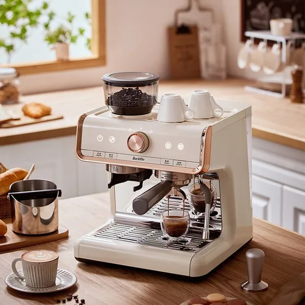 Professional Espresso Machine QD-b01 With Integrated Grinder 30 Levels Adjustable Scale 15Bar Coffee Maker