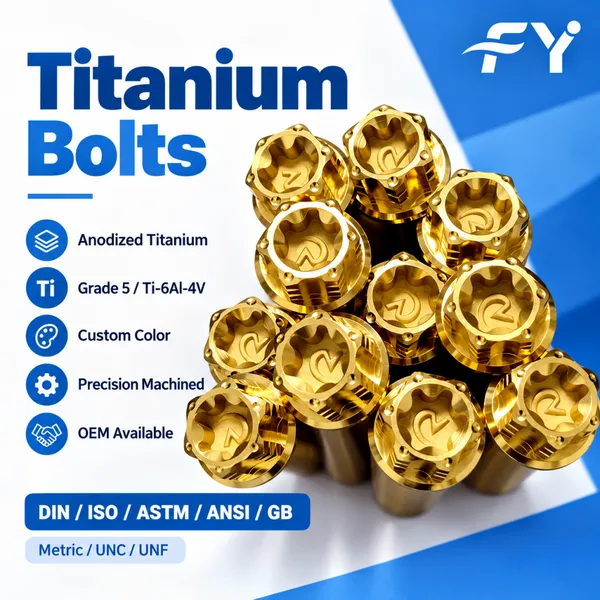 Titanium Nuts Bolts Washers Set, Gr7 Gr9 Corrosion Resistant Chemical Plant Fasteners