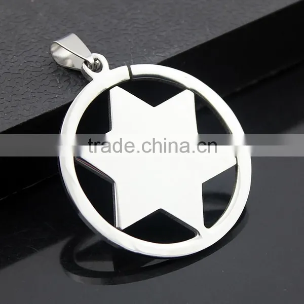 Hexagram Pendant Round Stainless Steel Polishing Process Six-pointed Star Necklace photo-2
