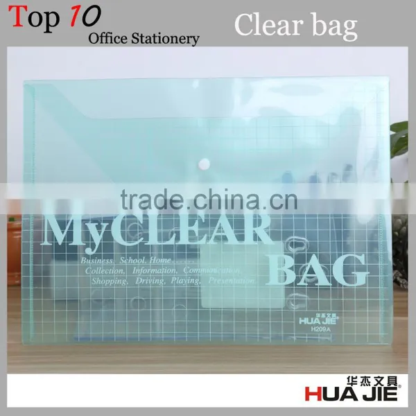 PP Office Stationery Plastic Transparent A4 Document Wallet With Button Lock photo-3