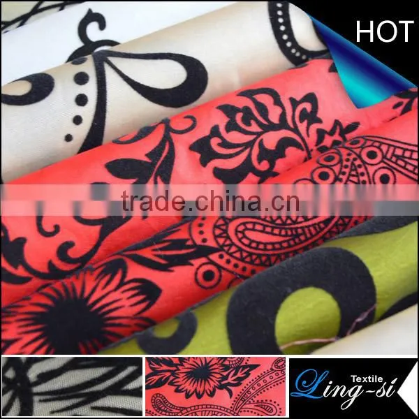 Washer Taffeta Flocking Fabric for Cushion and Ladies' Dress