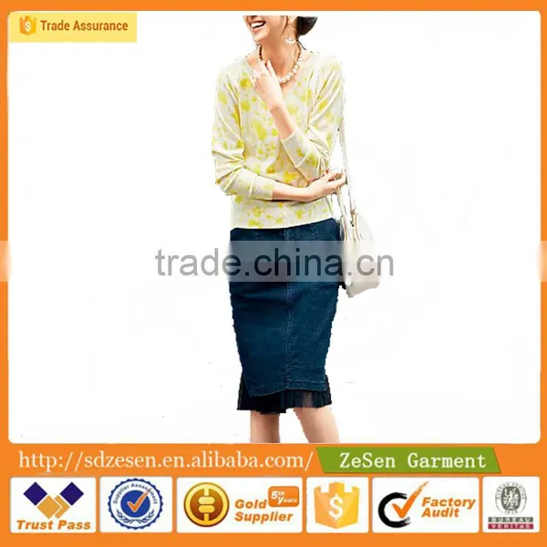 Women's Black Maxi Denim Petticoat Oem Service Elastic Waist Long Pencil Jeans Skirt photo-6