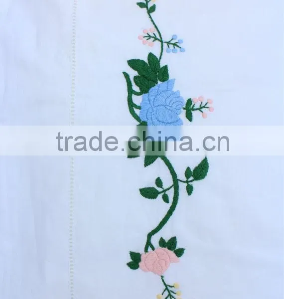 White Cotton Flowers Embroidered Hemstitched Pillowcases photo-2