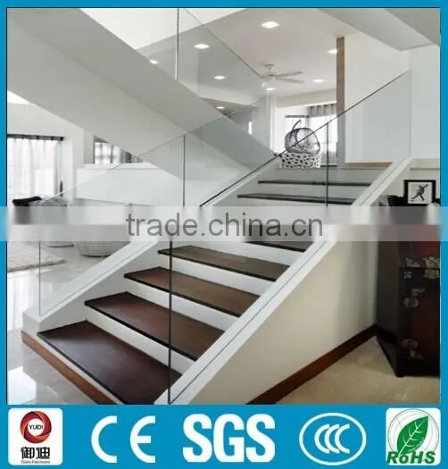 High Quality Wooden Treads Glass Railiing Straight Staircase -YUDI photo-3