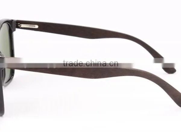 JMP608 Plastic Frame Blue UV400 Lens Ebony Temple Wood Sunglasses photo-4