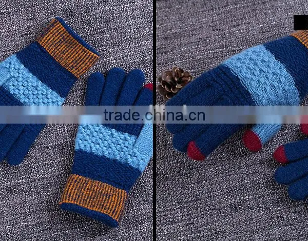 Wholesale Contrast Color Touch Sreen Gloves For Lifestyle With 2 Conductive Fiber Fingertips photo-5