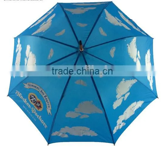 Auto Open Quality Wooden Umbrella With Wood Shaft Wood Handle Straight Umbrella photo-4