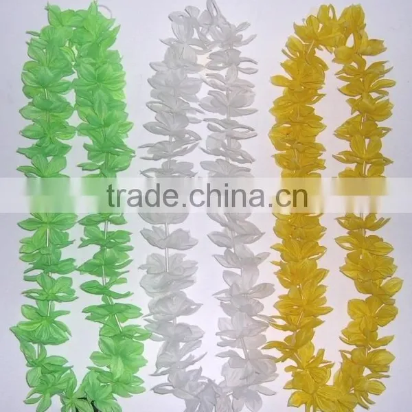 Single Color Polyester Flower Leis Luau Flower Leis Party Accessories