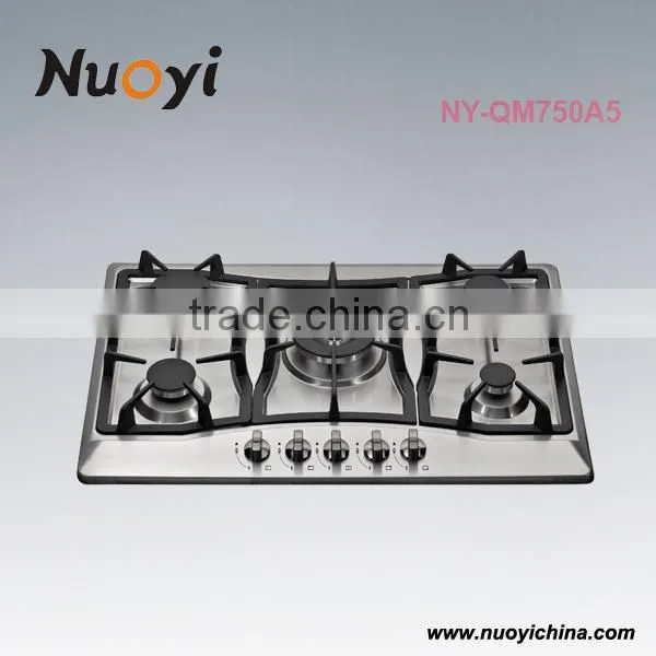 Cooking Equipment 201 Stainless Steel Gas Hobs 5 Burner Cooking Range