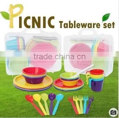 Picnic Tableware Set 5set/4set/bowl/dish /cup/fork/spoon/rice Paddle